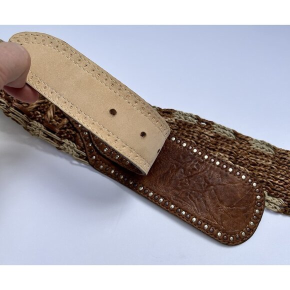 Vintage Streets Ahead Leather Hand-Crafted Studded Belt Large Western Boho main image 6